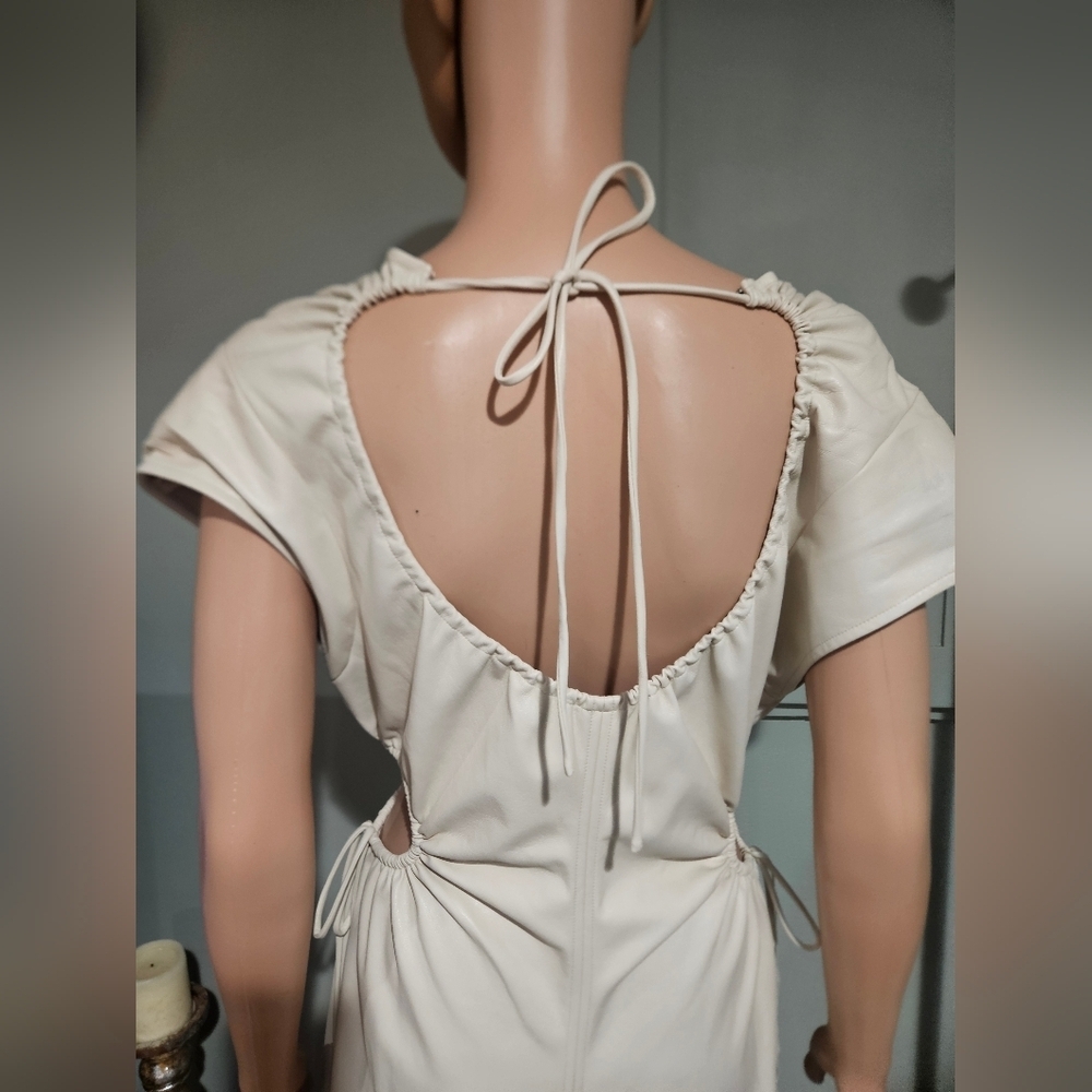 A.L.C. Syna Faux Leather Cutout Midi Dress Bone White. Size 6 NWT. - Picture 11 of 16